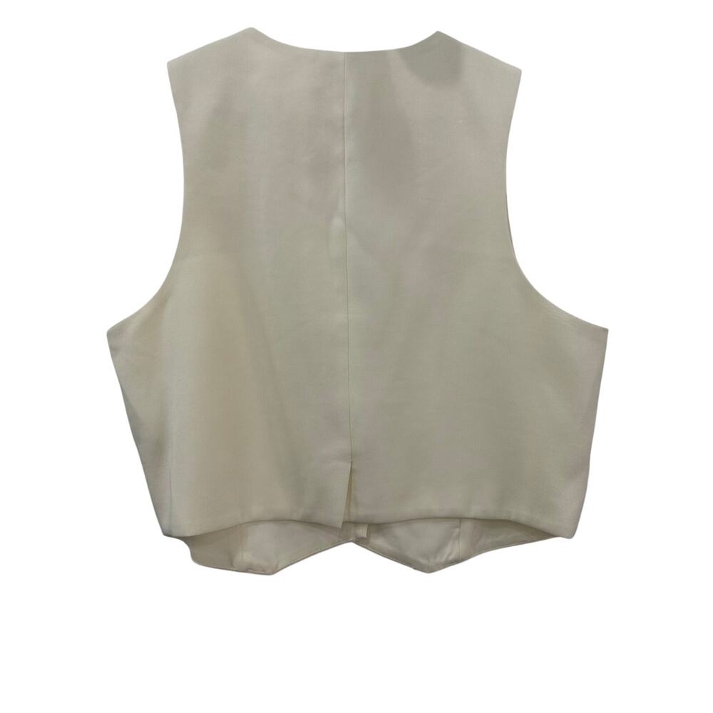 Donni Button Front Cropped Vest Pleated Trouser Pants Creme Women's Size M/XS - Picture 4 of 11